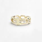 anneau maillon avec des diamants en or jaune 18 carats et une barrette en or jaune