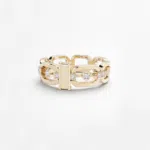 anneau maillon avec des diamants en or rose 18 carats et une barrette en or rose