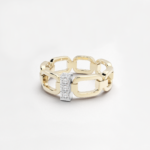 anneau maillon en or jaune 18 carats et une barrette avec des diamants en or blanc