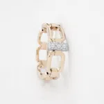 anneau maillon en or rose 18 carats et une barrette avec des diamants en or blanc