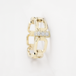 anneau maillon en or jaune 18 carats et une barrette avec des diamants en or jaune