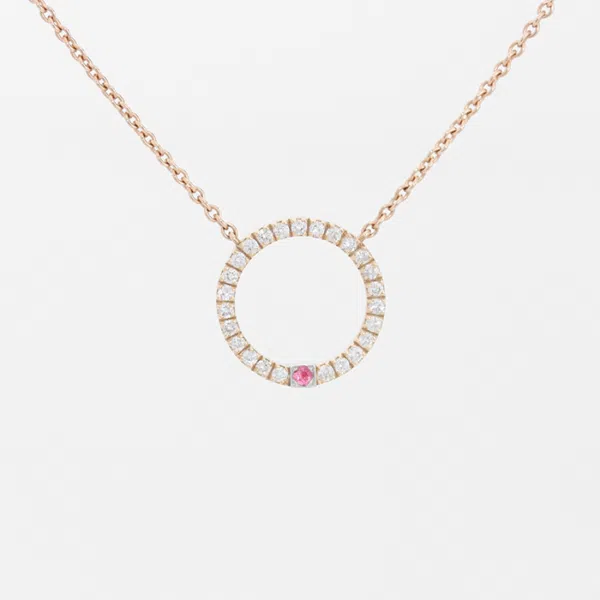 Pendentif avec un anneau en or rose 18 carats, des diamants, une barrette en or blanc et des pierres saphirs roses