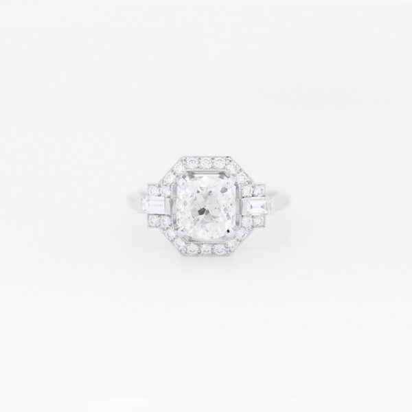 Bague Arty Octogonale diamants or blanc et diamants inspirée de l'Art Déco