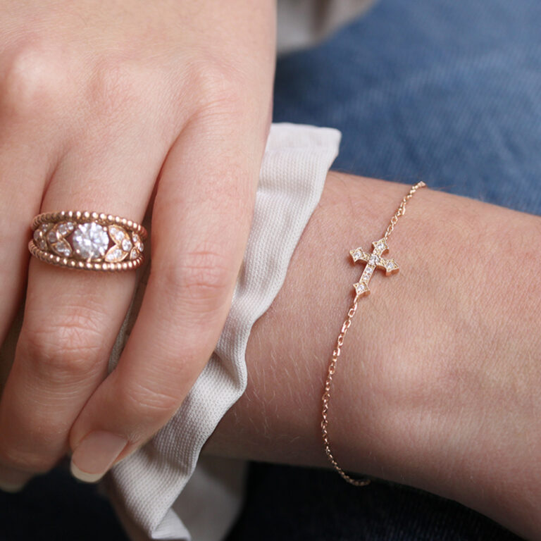 bracelet divina et bague anolia or et diamants carré